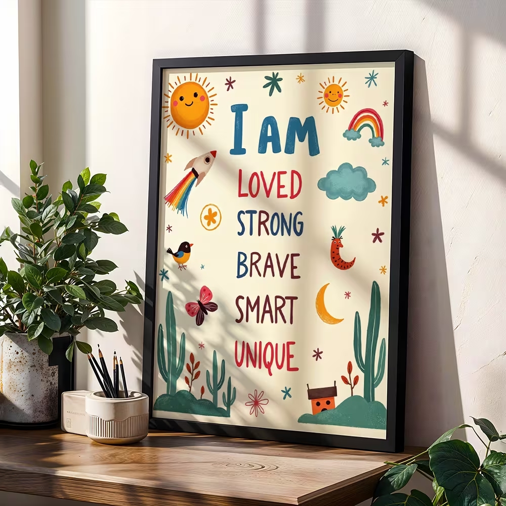 Kids Home Education - Colorful I Am Loved Strong Brave