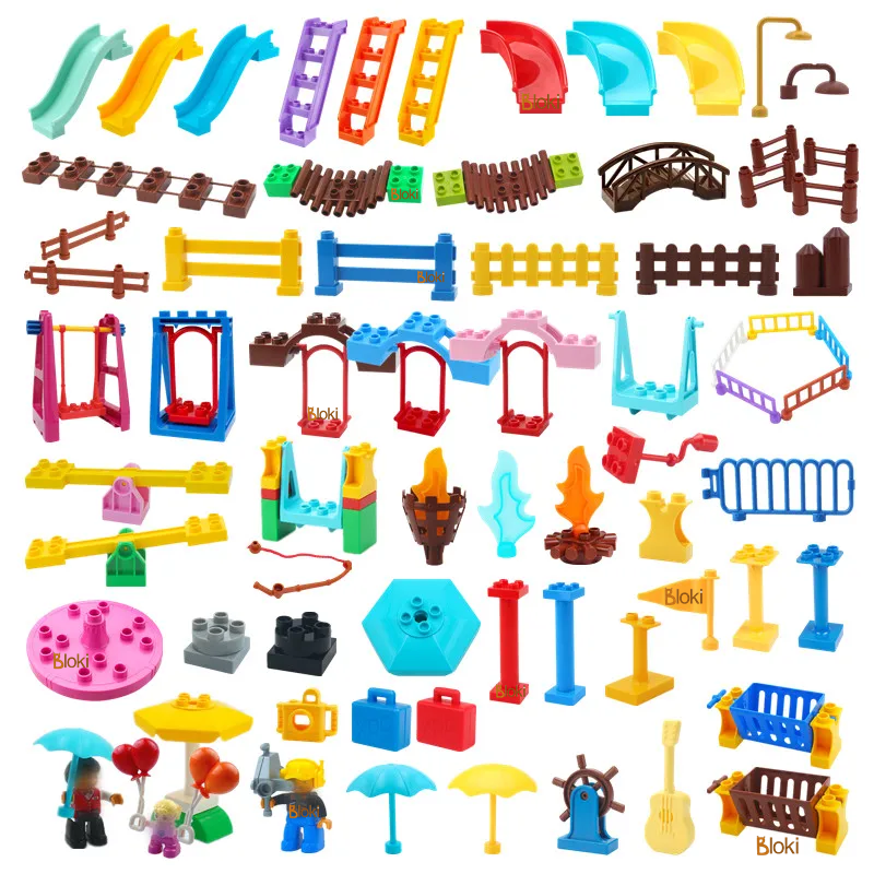 Kids Education Park - Big Building Blocks Compatible Slide Swing